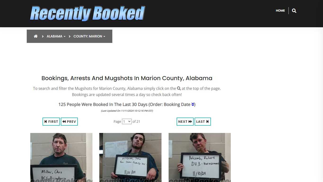 Bookings, Arrests and Mugshots in Marion County, Alabama - Recently Booked