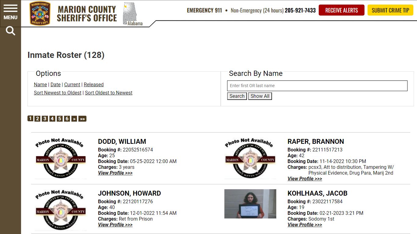 Inmate Roster | Marion County Sheriff's Office, Alabama | Searching ...